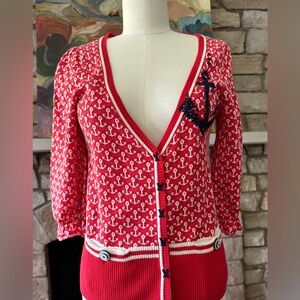 Anthropologie Moth Maritime Sweater in red. Size M